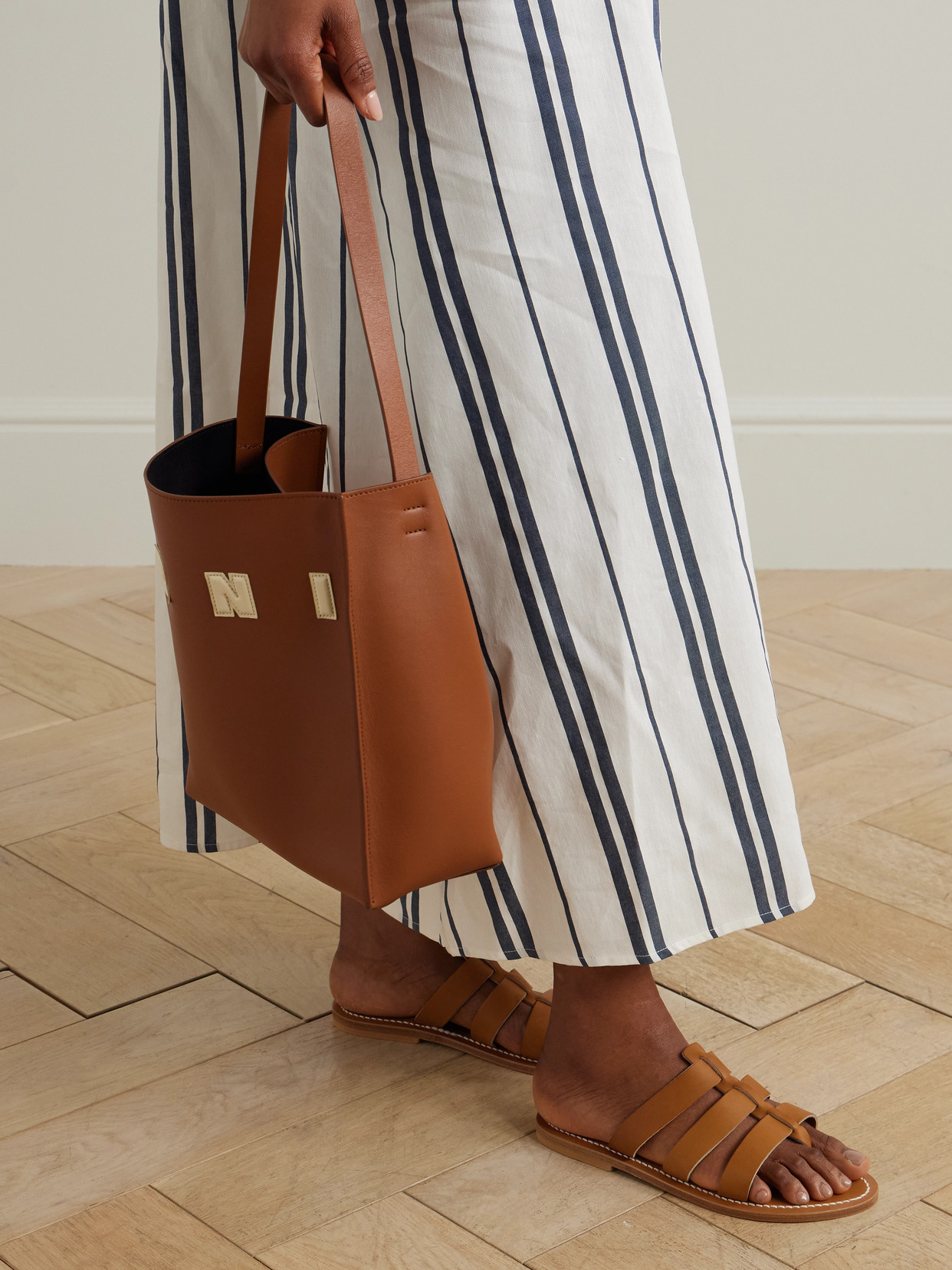 Kjacques Dolon Cutout Leather Slides In Brown