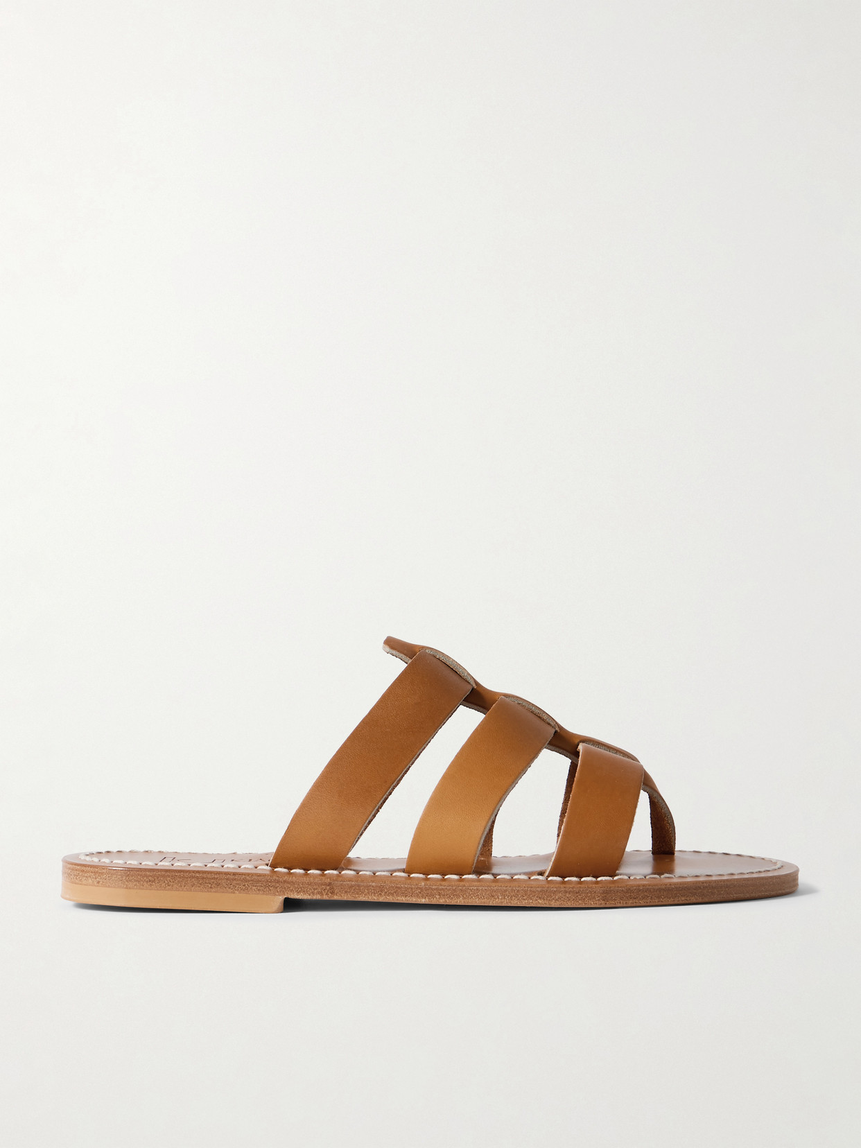 Kjacques Dolon Cutout Leather Slides In Brown