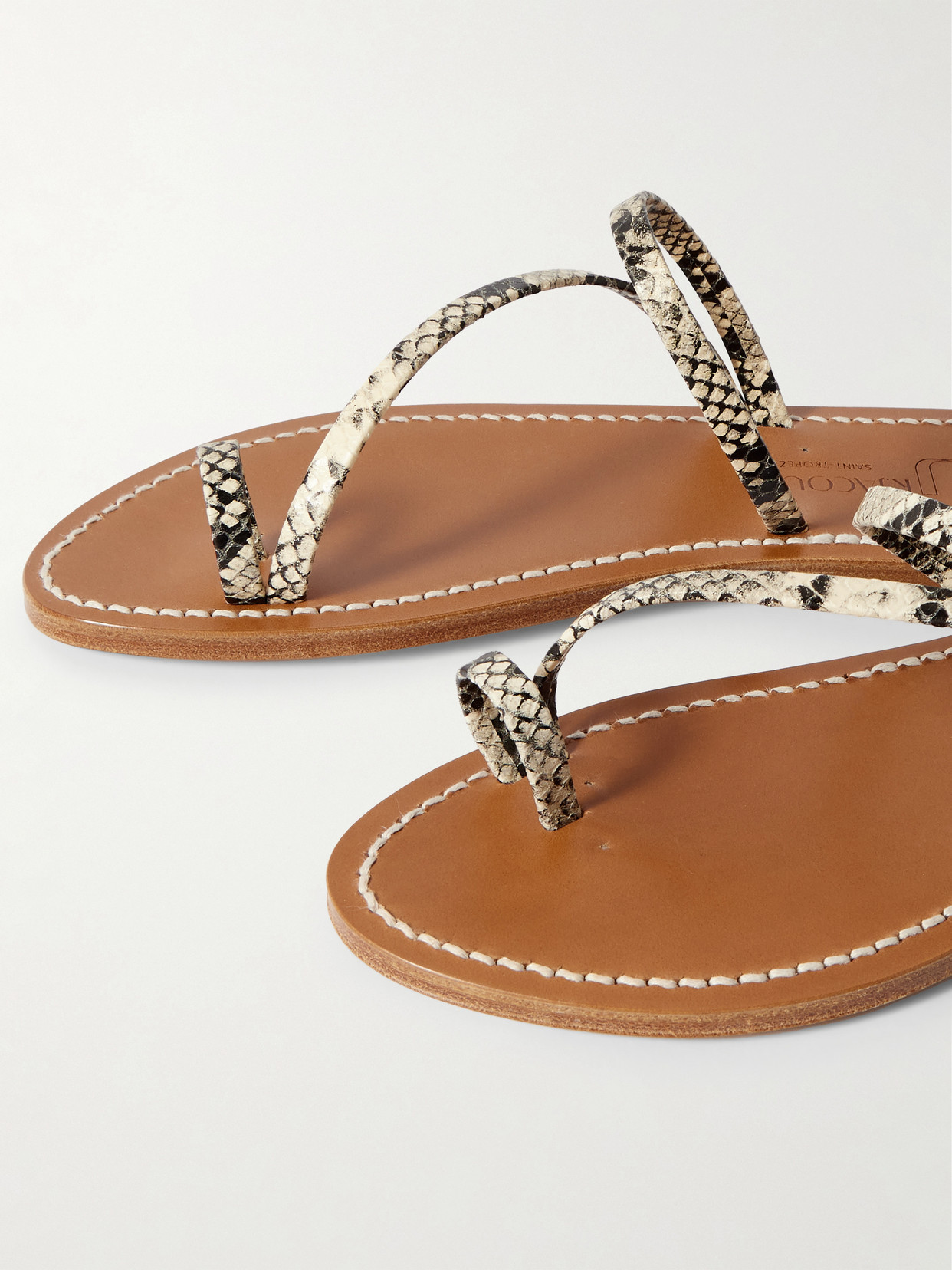 Kjacques Actium Snake-effect Leather Slides In Animal Print