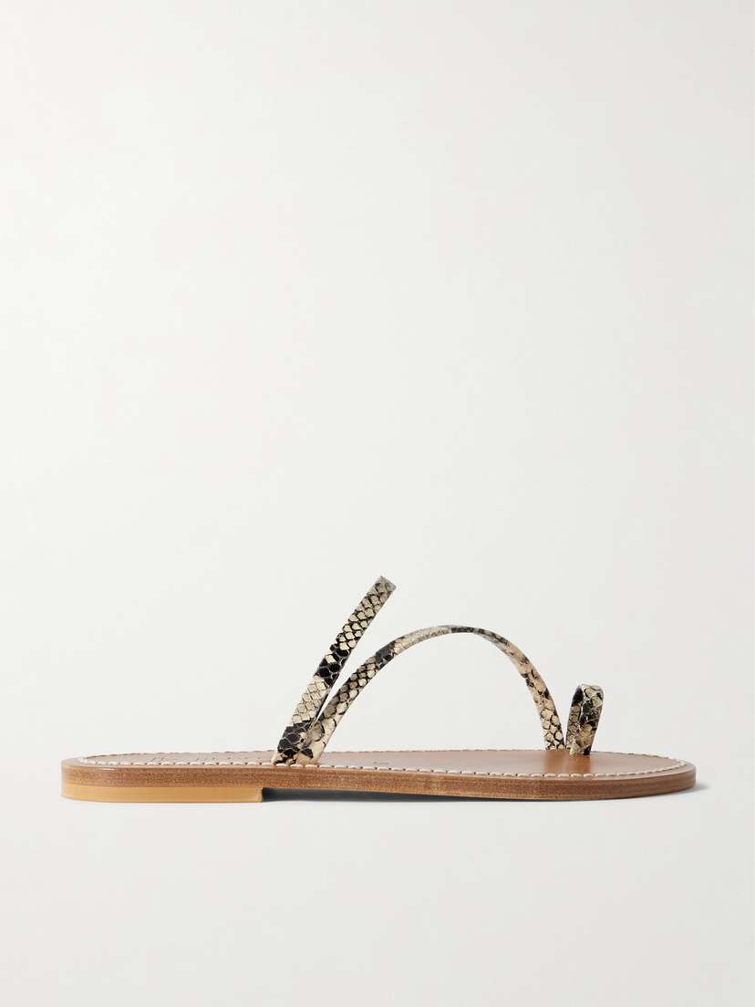 K Jacques St Tropez Actium Snake-effect Leather Slides