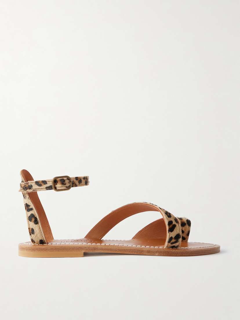 K Jacques St Tropez Anaelle Leopard-print Pony Hair Sandals