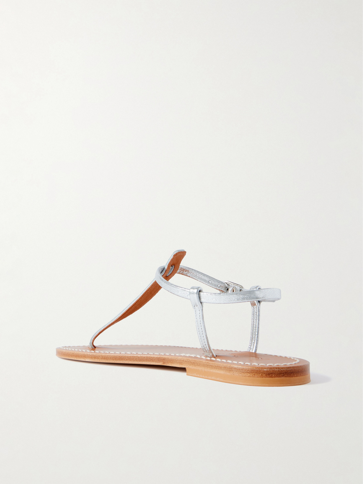 Kjacques K Jacques St Tropez Buffon Leather Sandal In Silver