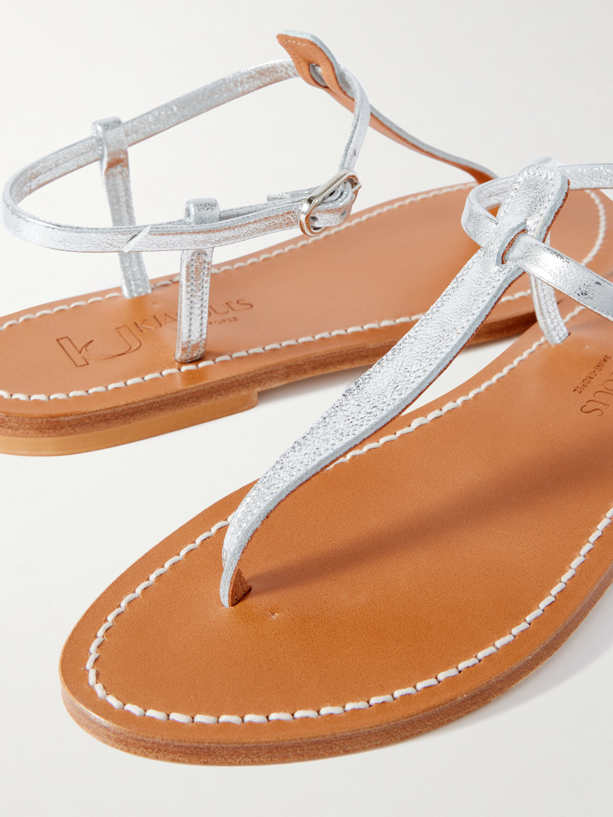 Kjacques K Jacques St Tropez Buffon Leather Sandal In Silver