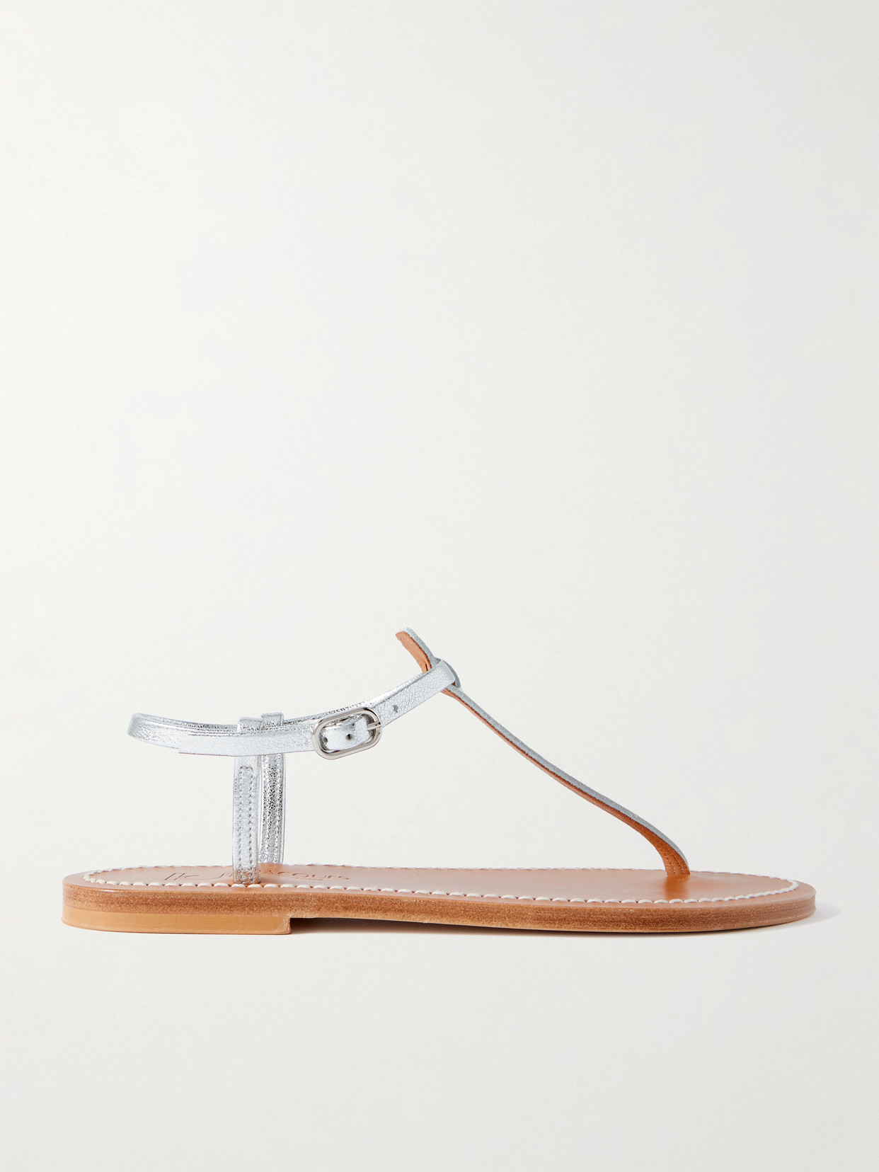 Kjacques Picon Metallic Leather Sandals In Silver