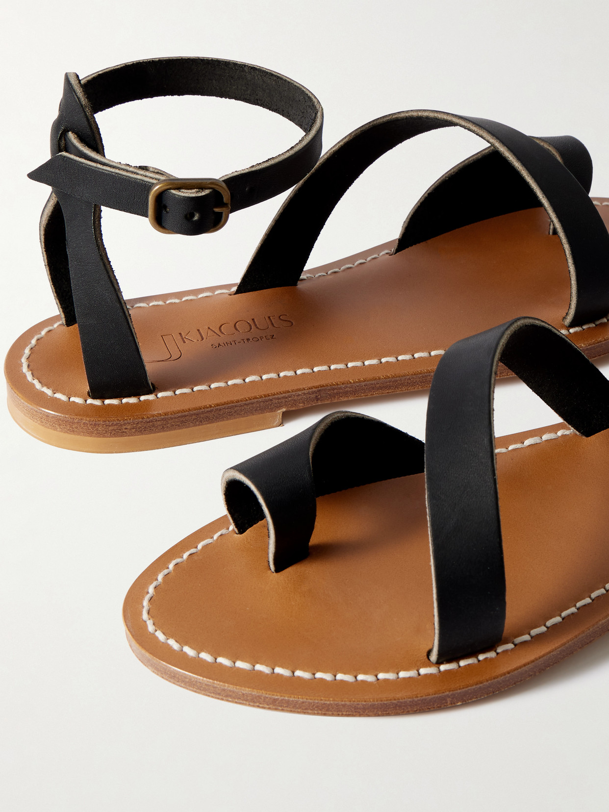 Kjacques Anaelle Leather Sandals In Black