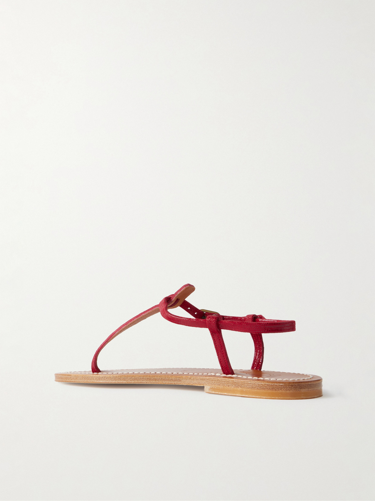 Kjacques Picon Lizard-effect Leather Sandals In Red