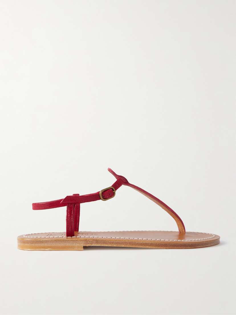 K Jacques St Tropez Picon Lizard-effect Leather Sandals
