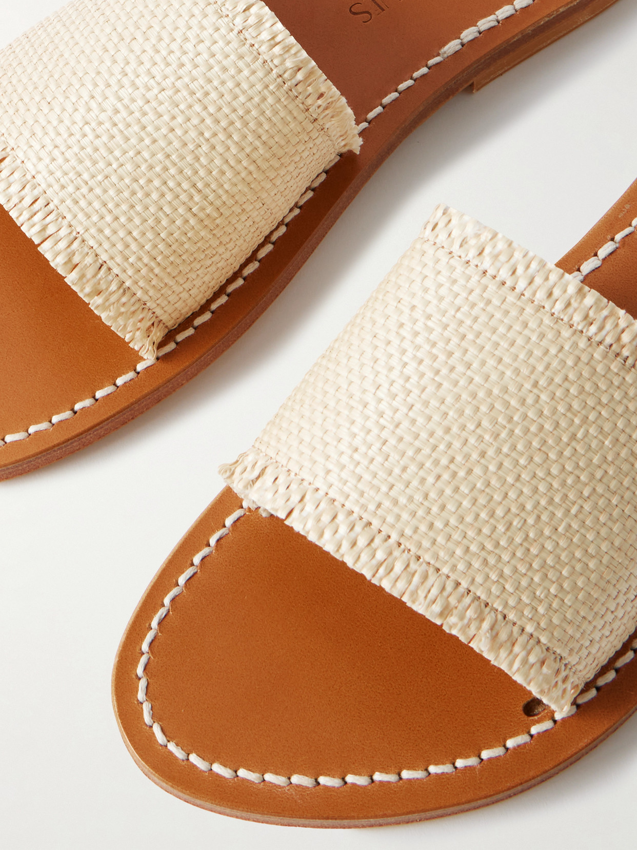 Kjacques Capri Raffia Slides In Neutrals