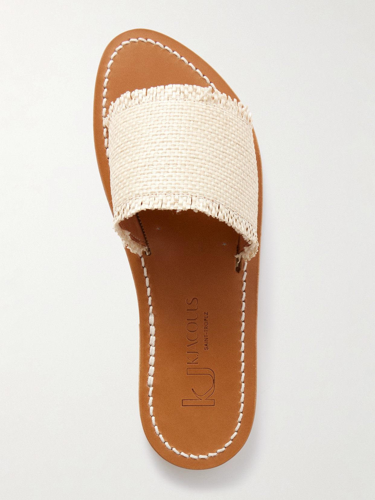 Kjacques Capri Raffia Slides In Neutrals