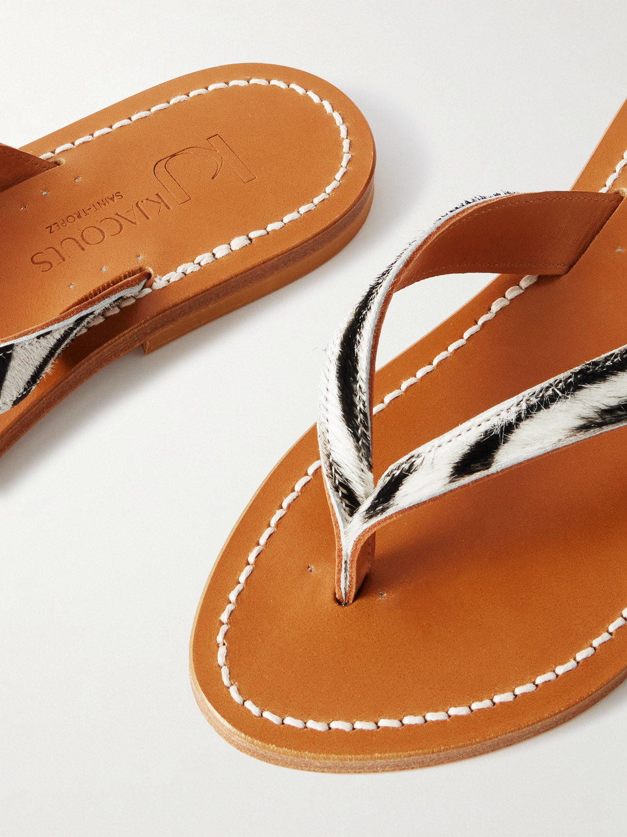 Kjacques Torino Zebra-print Goat Hair Sandals In Animal Print