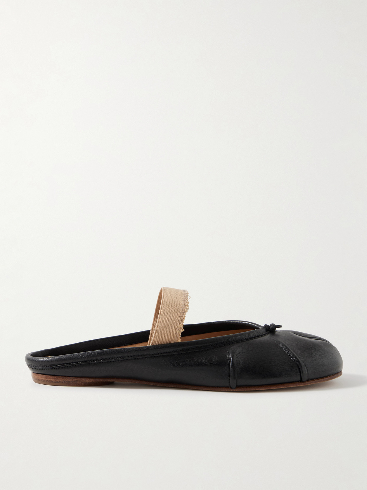 Maison Margiela - Tabi Frayed Split-toe Leather Ballet Flats - Black