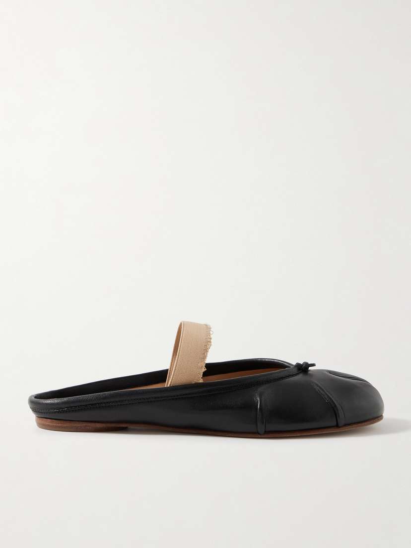 Maison Margiela Tabi Frayed Split-toe Leather Ballet Flats