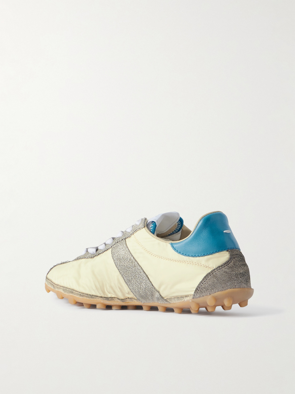 Maison Margiela Sprinter Leather And Brushed Suede-trimmed Shell Sneakers In Yellow