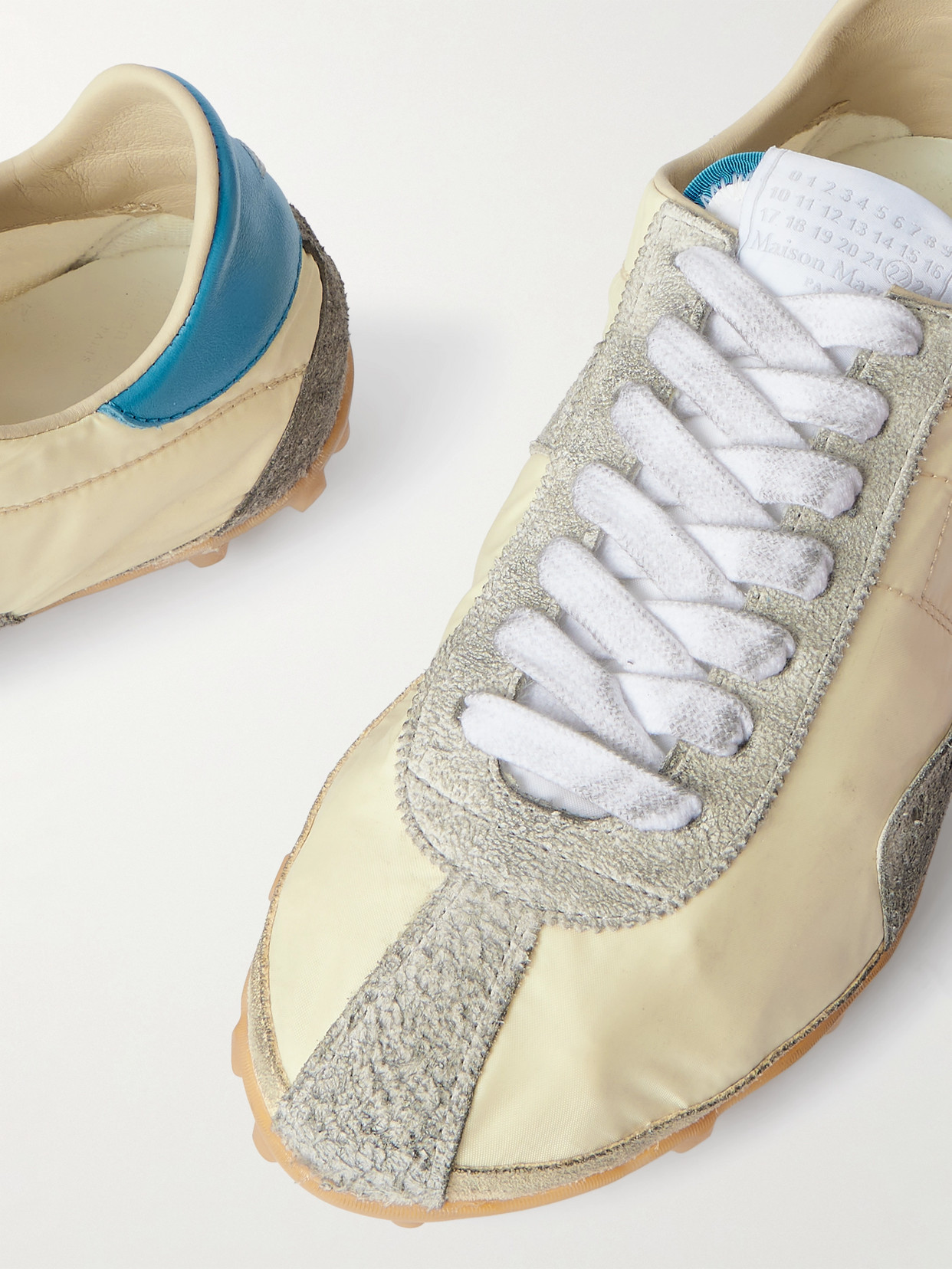 Maison Margiela Sprinter Leather And Brushed Suede-trimmed Shell Sneakers In Yellow