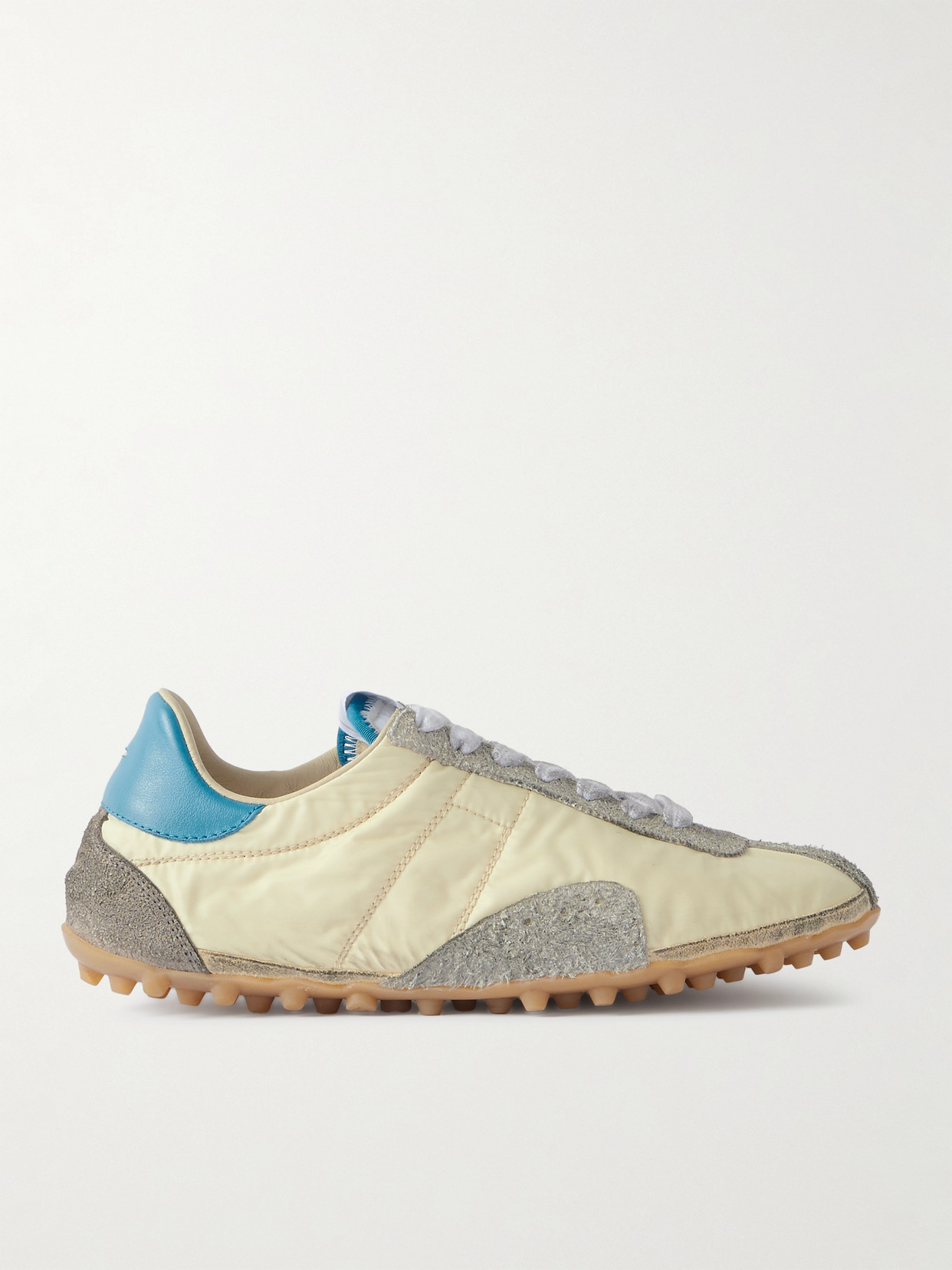 Maison Margiela Sprinter Leather And Brushed Suede-trimmed Shell Sneakers In Yellow