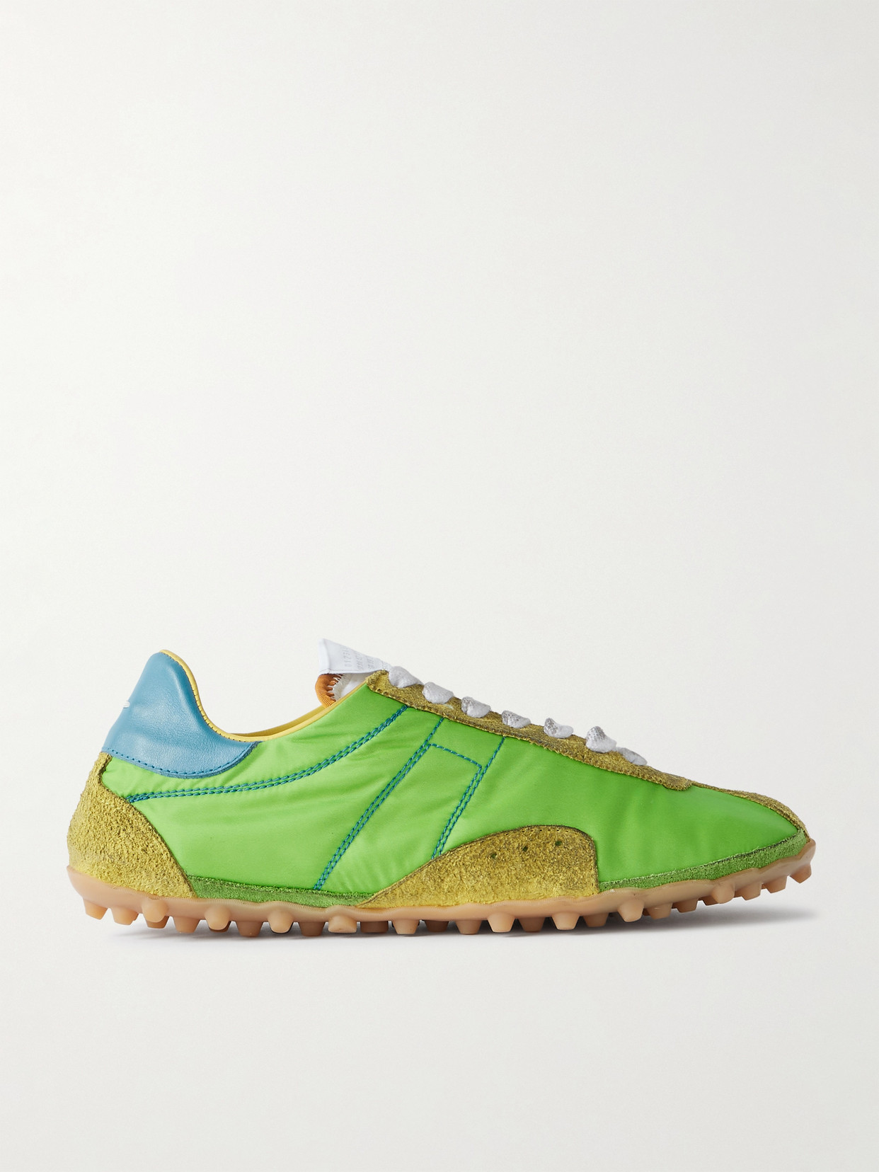 Maison Margiela Sprinter Leather And Brushed Suede-trimmed Shell Sneakers In Green