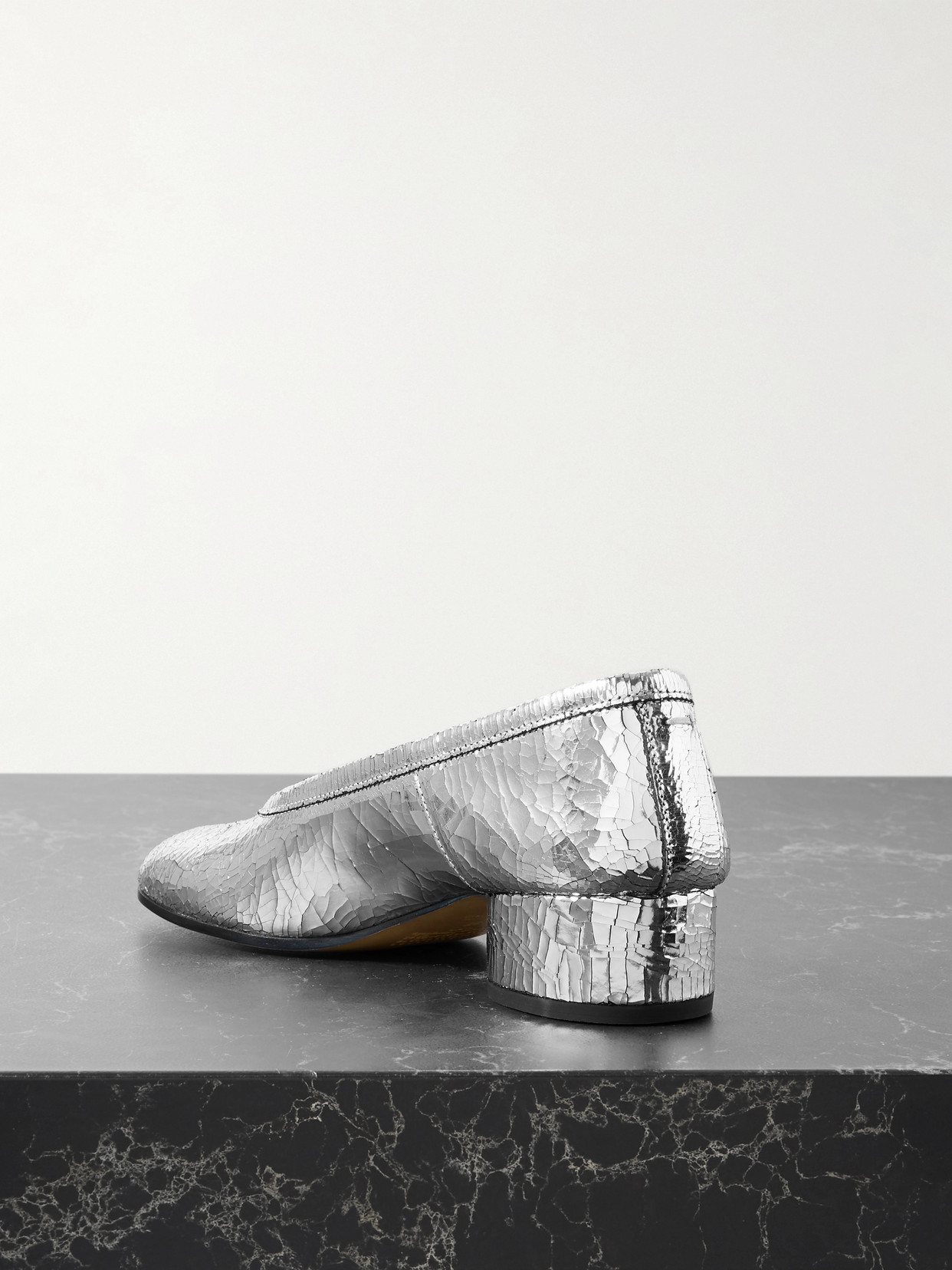 Maison Margiela 30mm Tabi Ballet Flats In Silver
