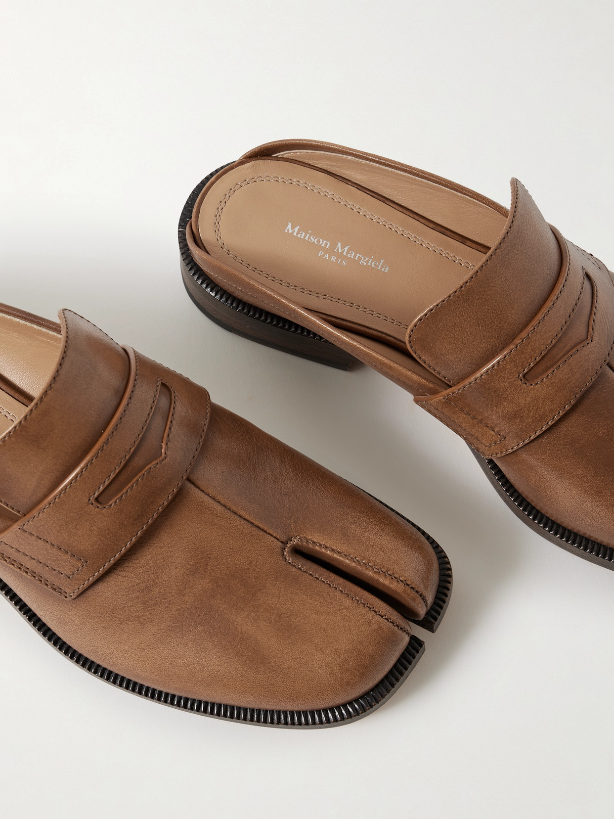 Maison Margiela Brown Tabi City Slip-on Loafers In Brown