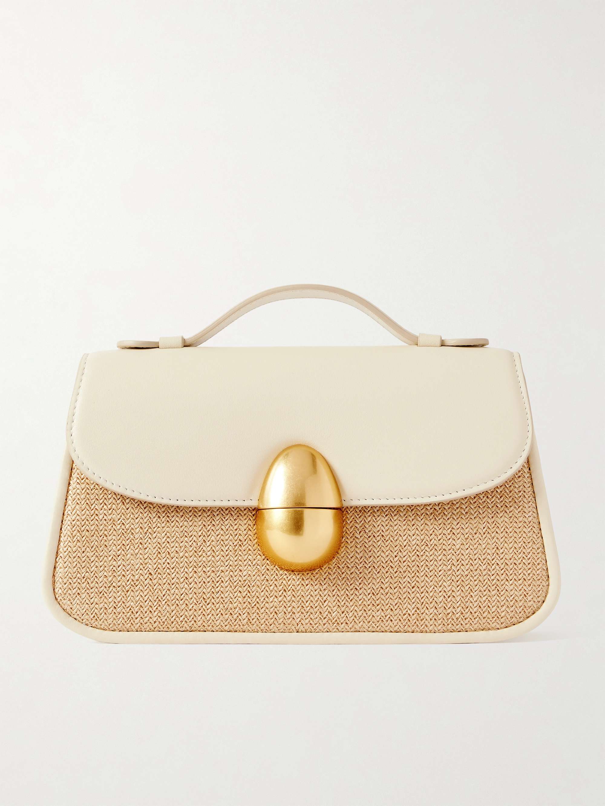 Phoenix leather and raffia tote - off-white - One Size
