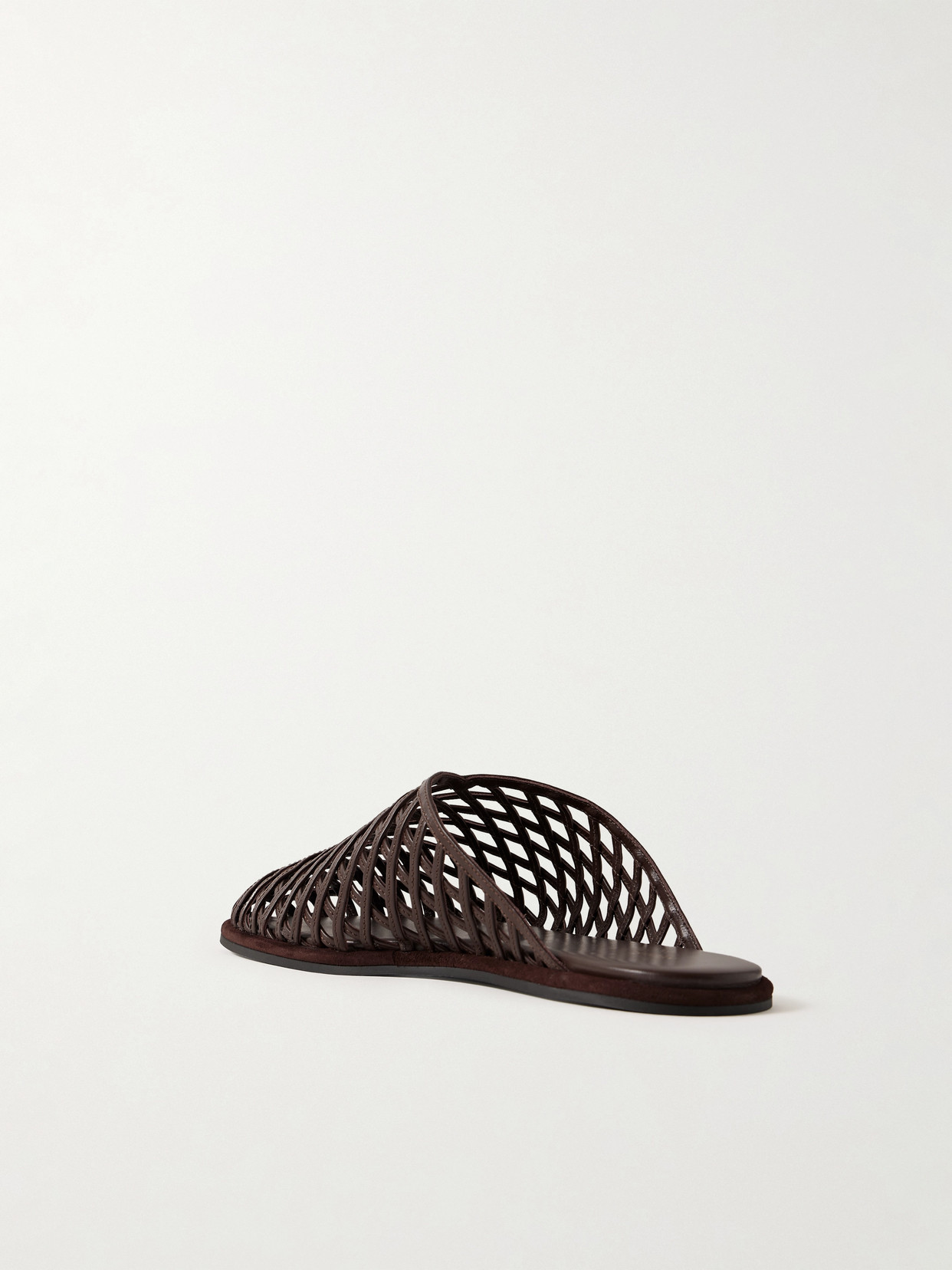 Neous Leather Woven Atik Slides In Brown