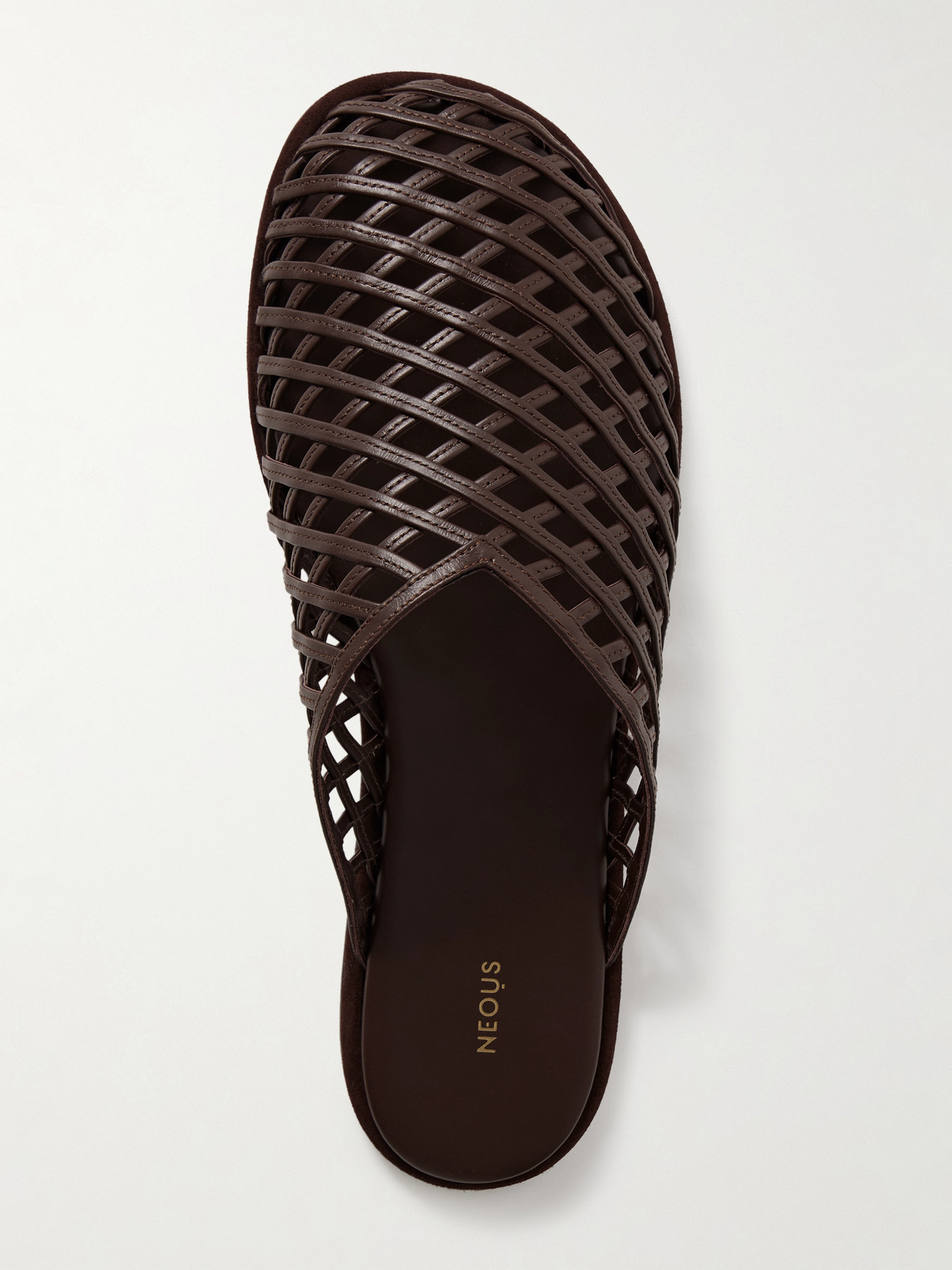 Neous Leather Woven Atik Slides In Brown