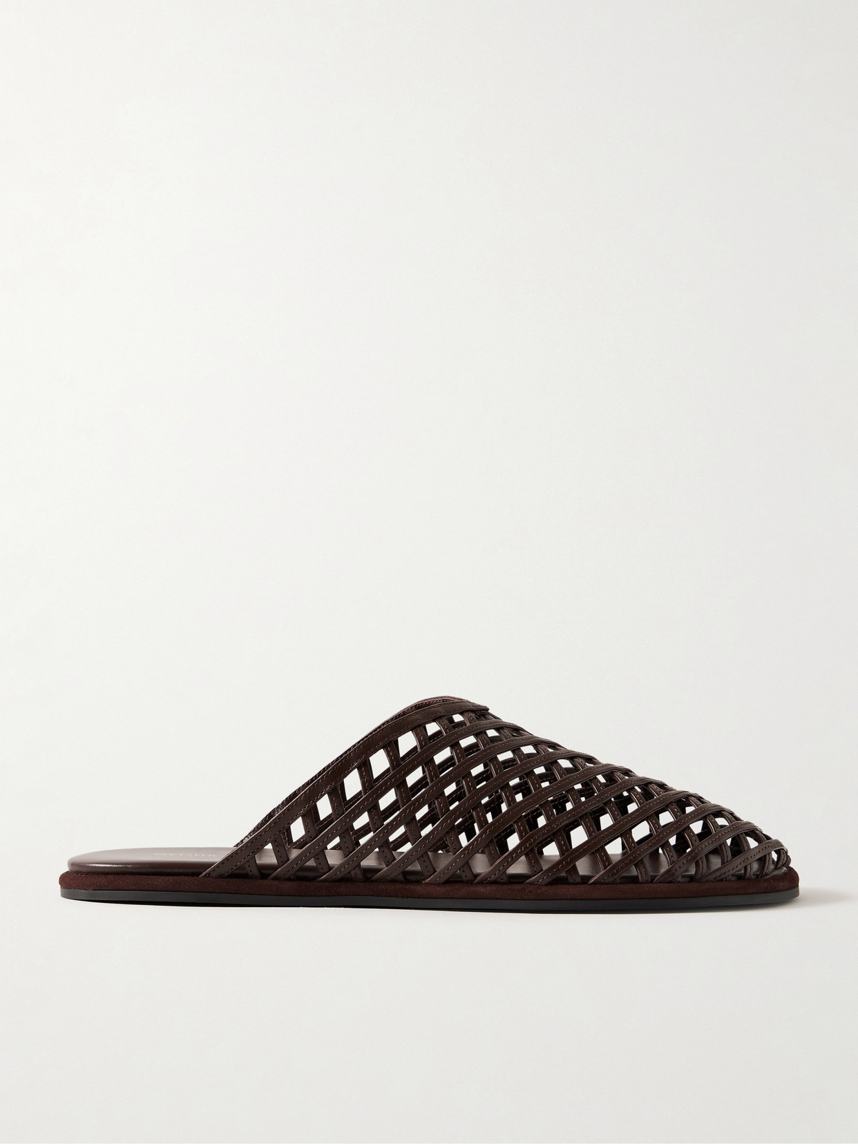 Neous Leather Woven Atik Slides In Brown