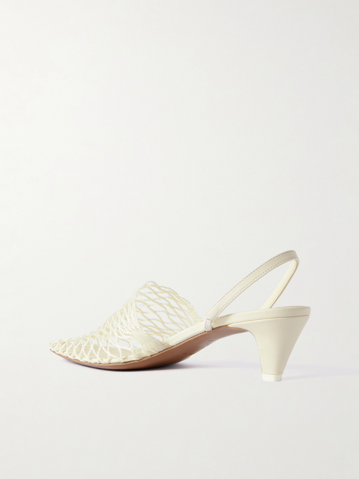 Neous Acantho Fishnet And Leather Slingback Pumps