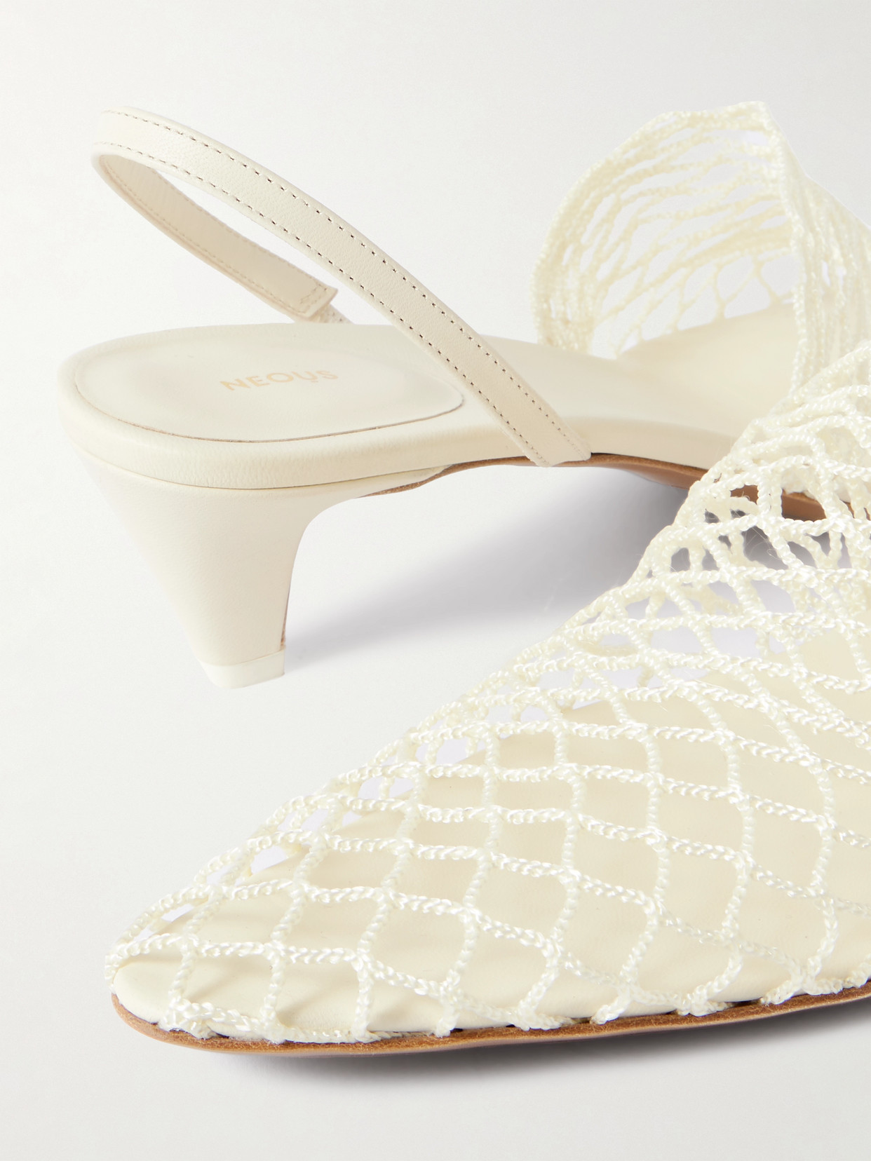Neous Acantho Fishnet And Leather Slingback Pumps