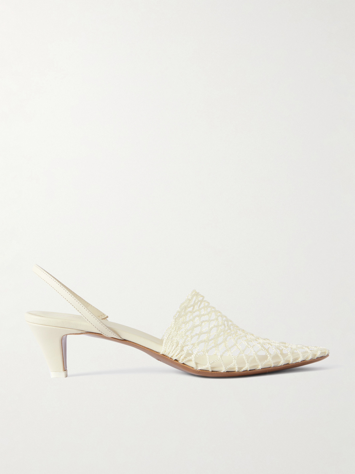 Neous Acantho Fishnet And Leather Slingback Pumps