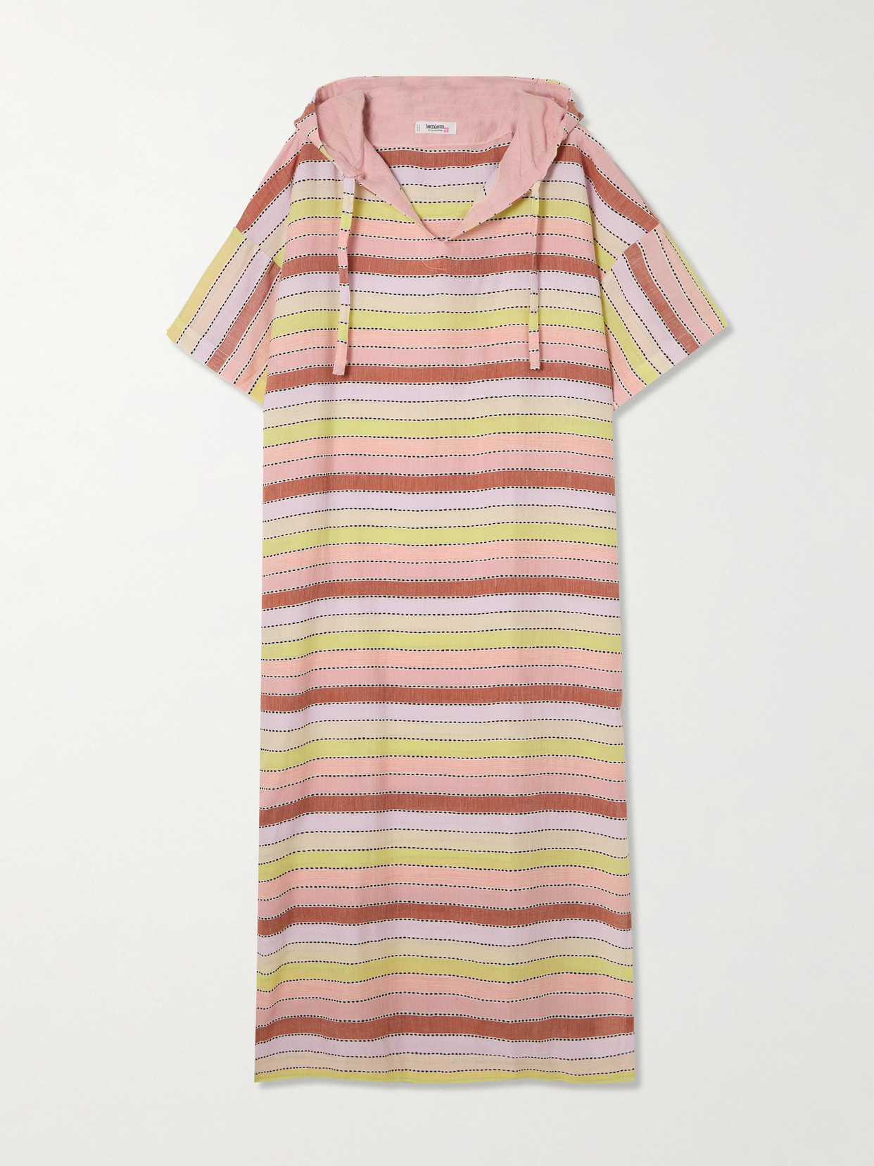 Lemlem Beritu Hooded Striped Cotton-blend Coverup In Pink