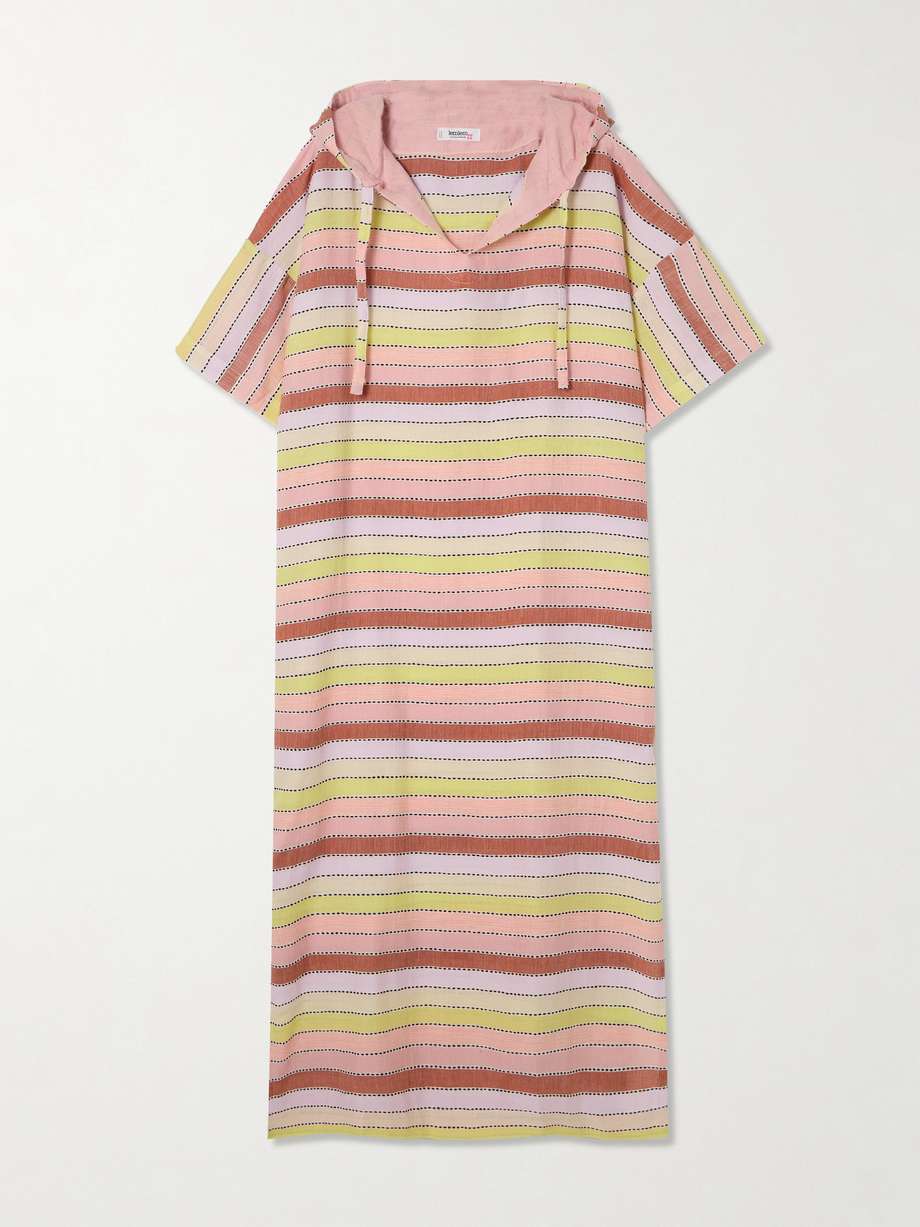 beritu hooded striped cotton-blend coverup