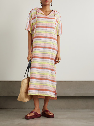 Lemlem Beritu hooded striped cotton-blend coverup