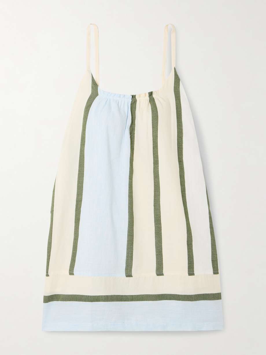 zina striped cotton-blend mini dress