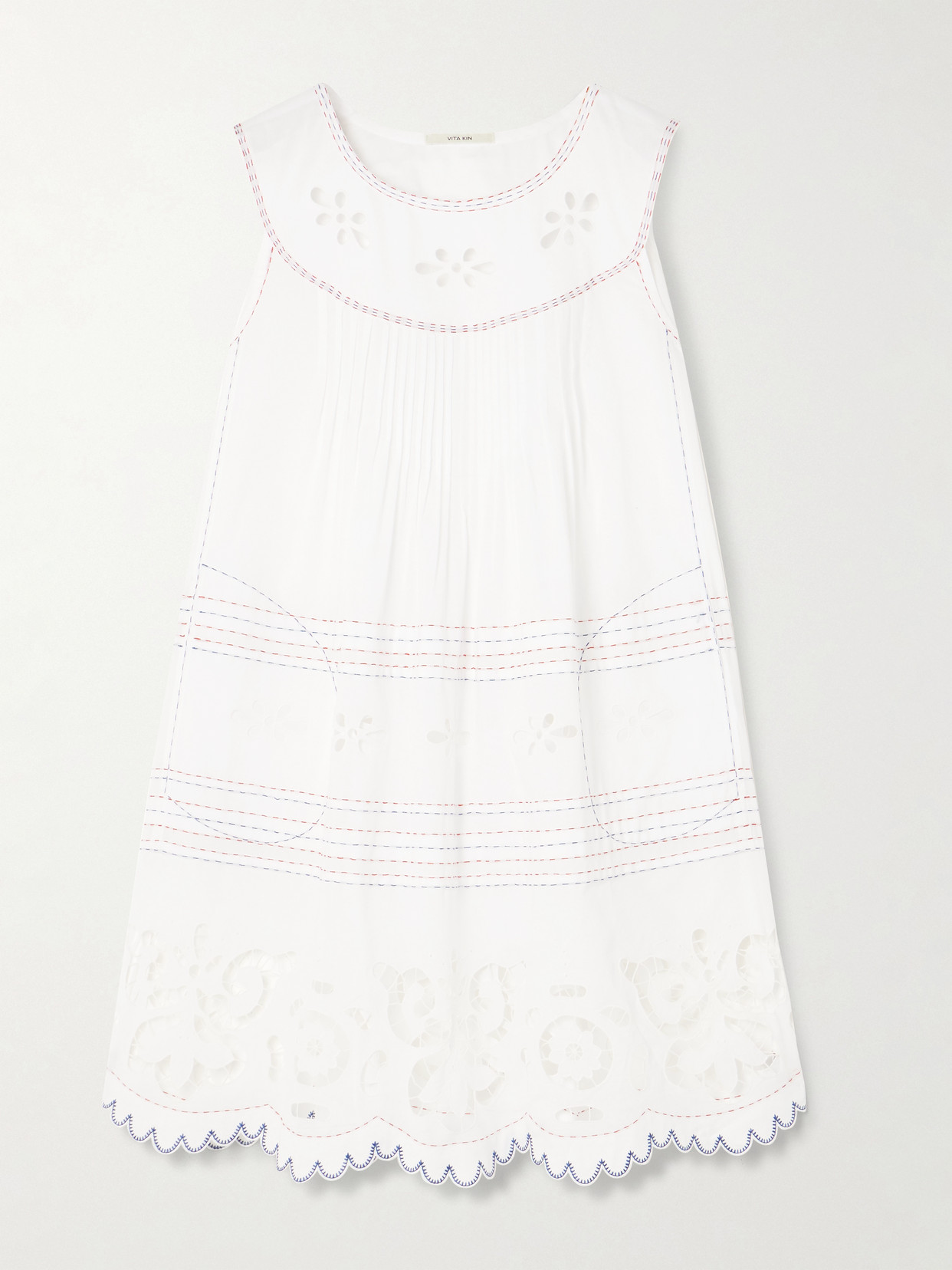 Vita Kin Cleo Pintucked Broderie Anglaise Cotton-batiste Mini Dress In White