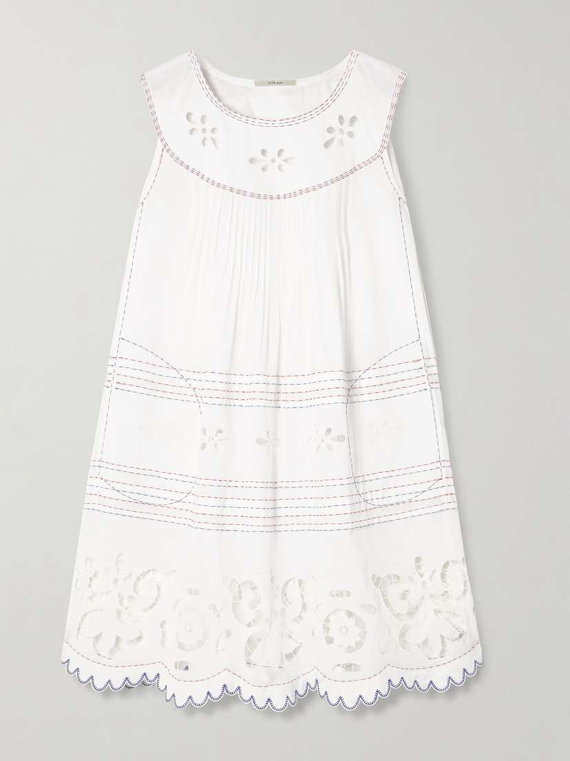 Vita Kin Cleo Pintucked Broderie Anglaise Cotton-batiste Mini Dress