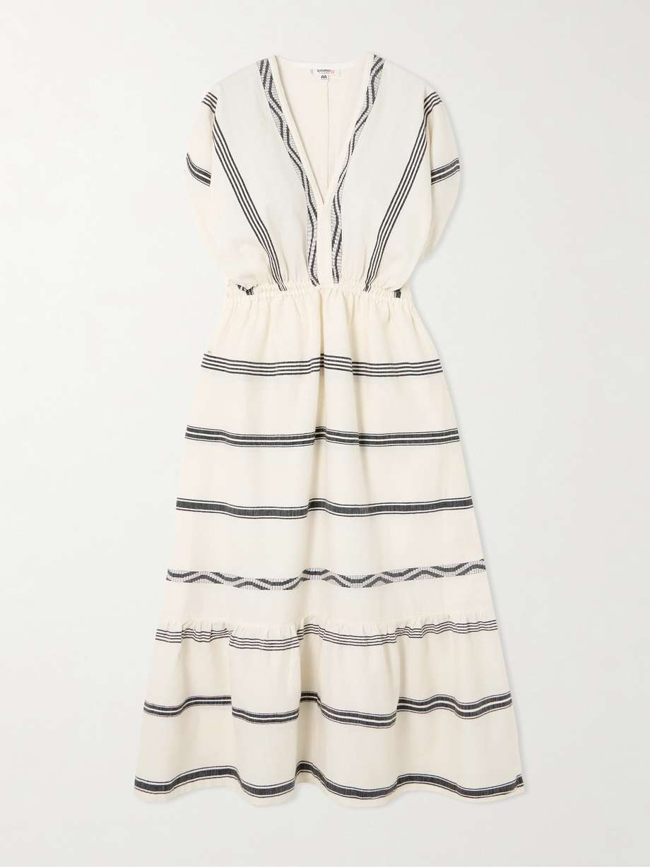 leila striped cotton midi dress
