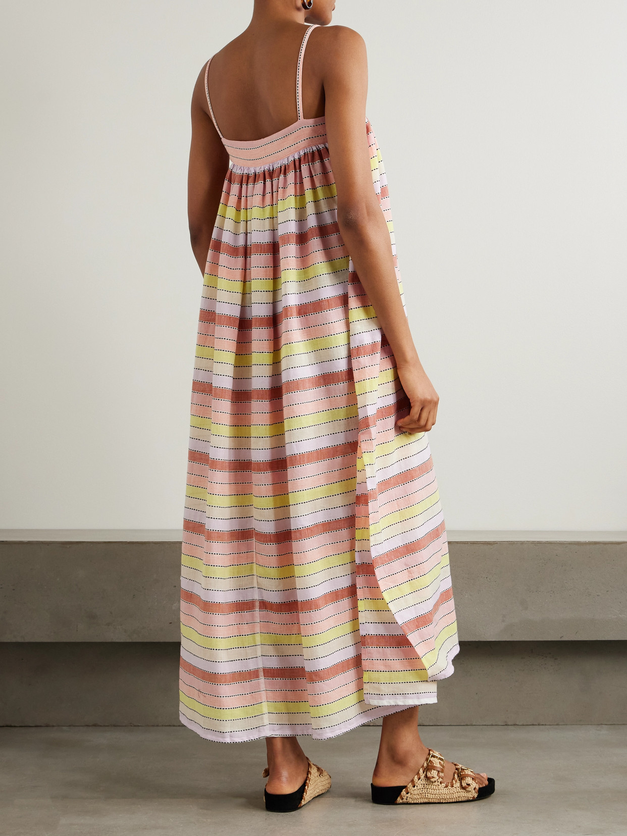 Lemlem Eda Striped Cotton-blend Maxi Dress In Pink