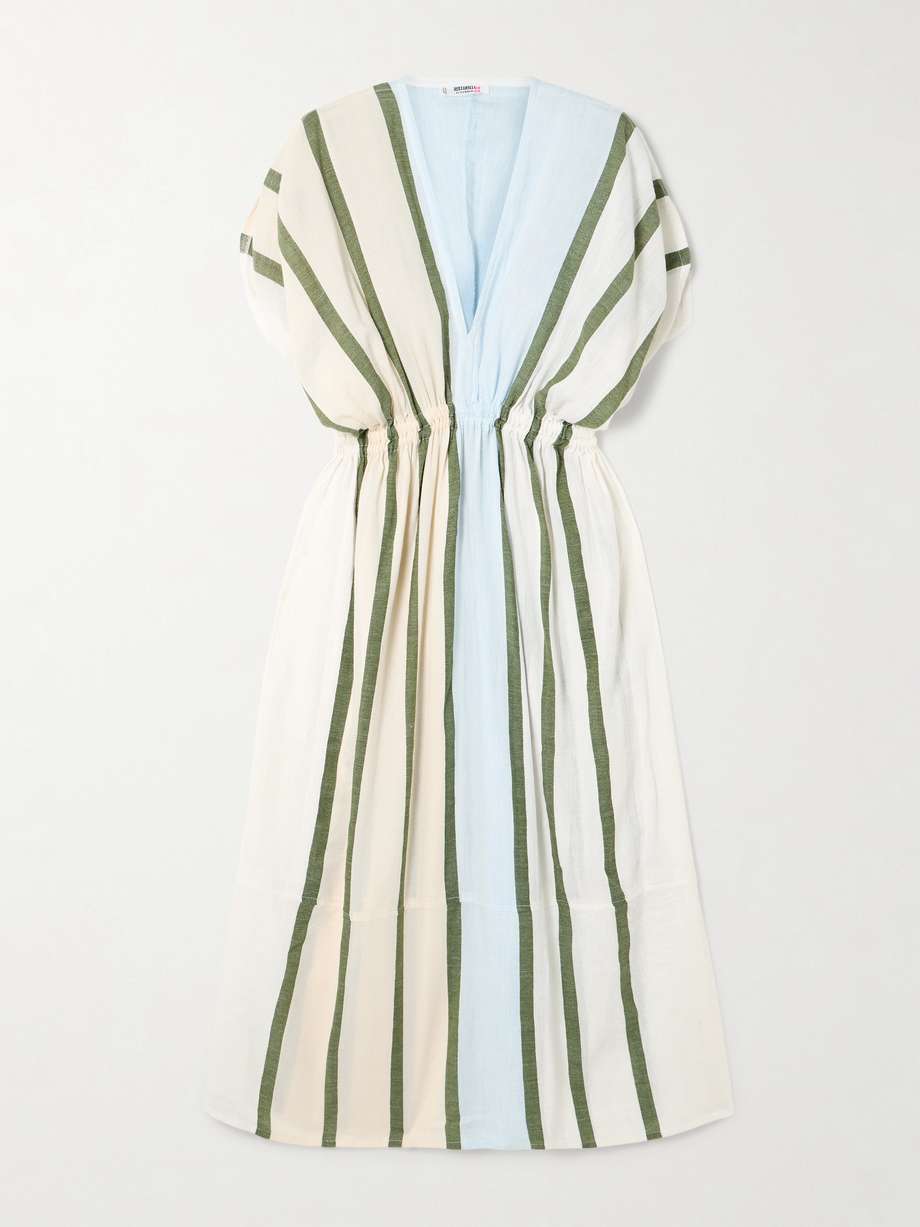 leila striped cotton-blend coverup