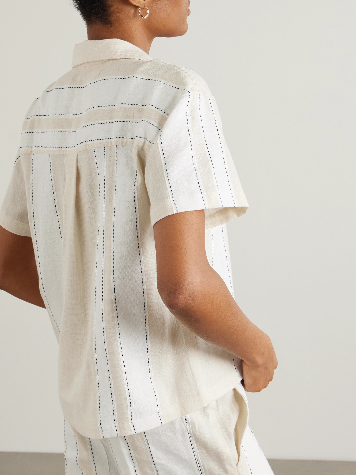 Lemlem Tuuli Cabana Striped Cotton-blend Shirt In Cream