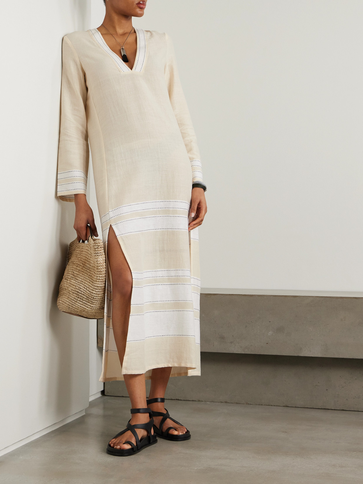 Lemlem Theodora Striped Cotton-blend Coverup In Cream
