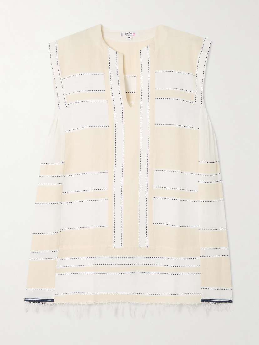 Lemlem Elina Fringed Striped Cotton-blend Kaftan