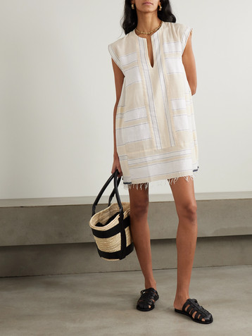 Lemlem Elina fringed striped cotton-blend kaftan