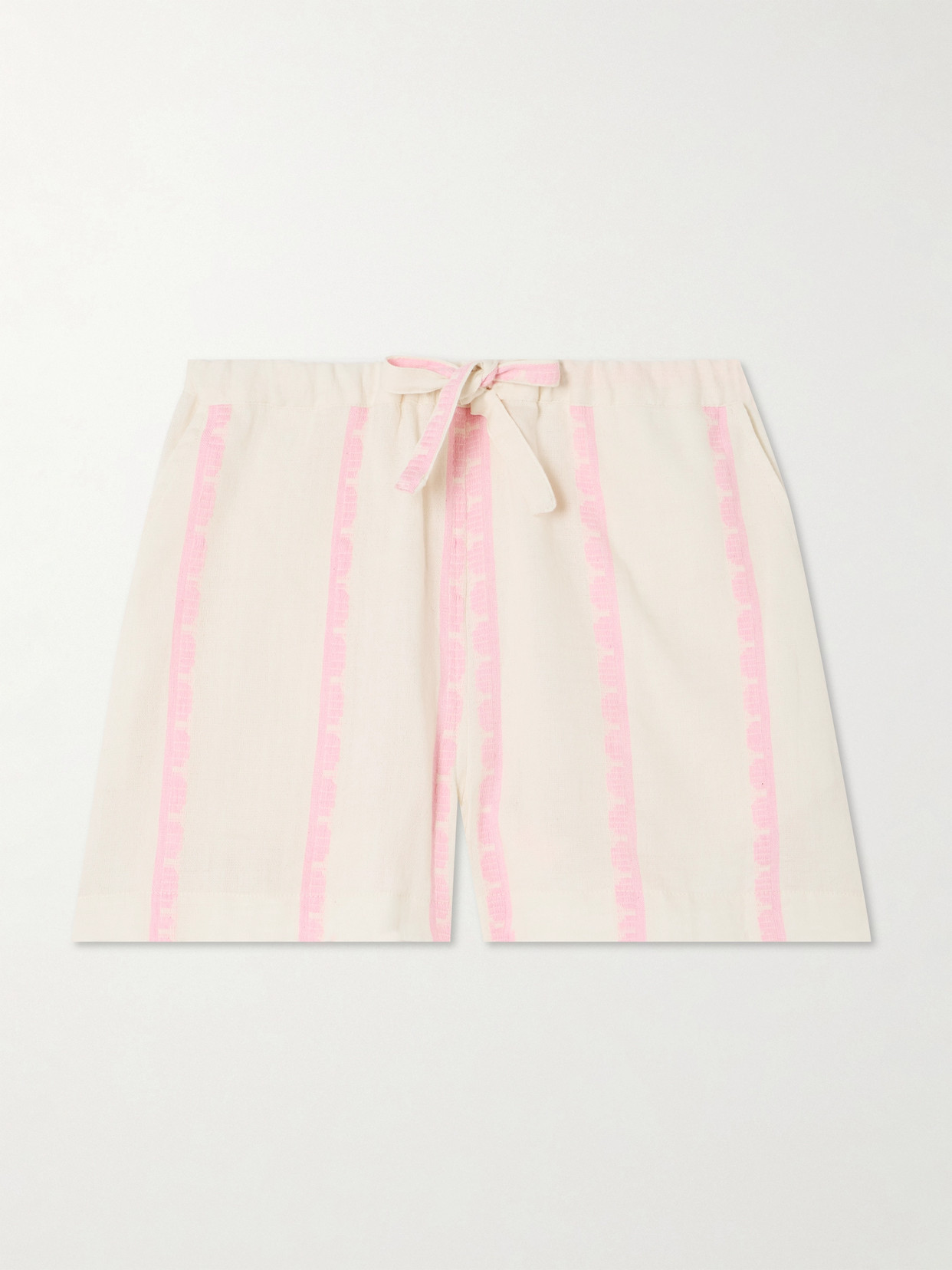 Lemlem Safia Striped Cotton Shorts In Cream