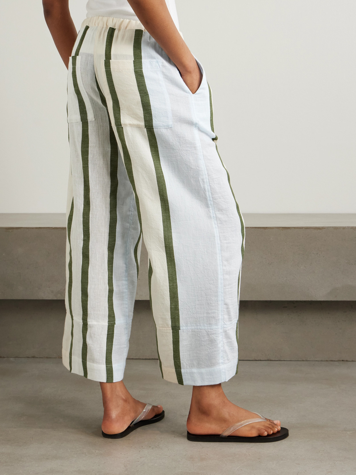 Lemlem Desta Striped Cotton-blend Wide-leg Pants In Green