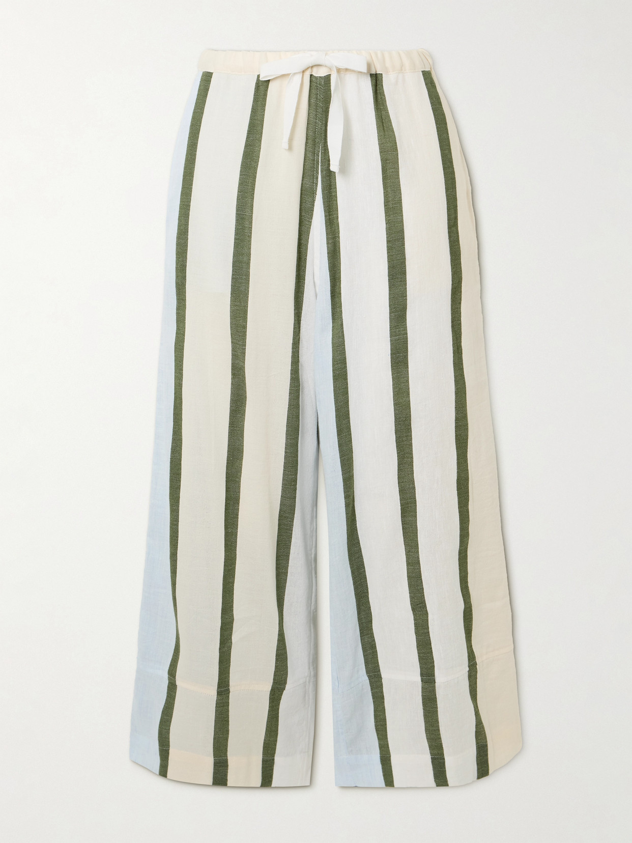 Lemlem Desta Striped Cotton-blend Wide-leg Pants In Green