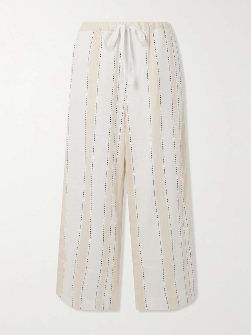 Lemlem Desta Striped Cotton-blend Wide-leg Pants