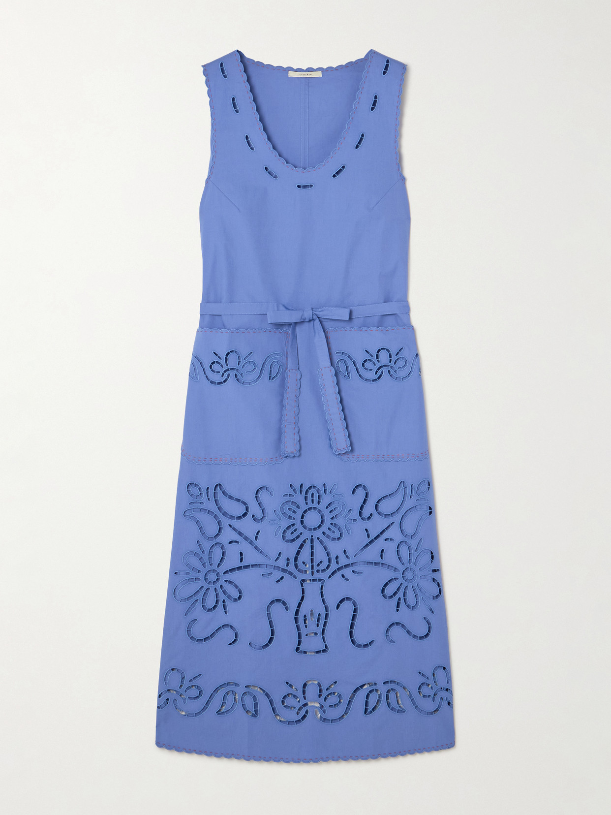 Vita Kin Katya Belted Scalloped Broderie Anglaise Cotton Midi Dress