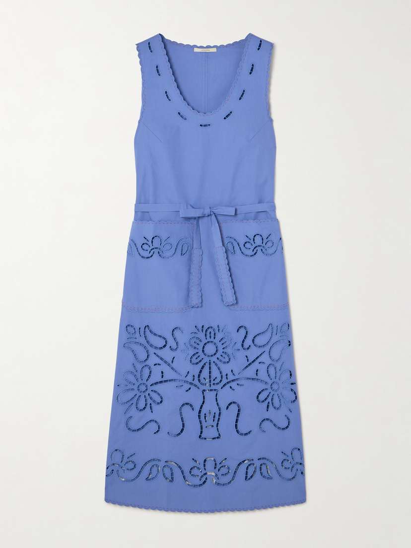 Vita Kin Katya Belted Scalloped Broderie Anglaise Cotton Midi Dress