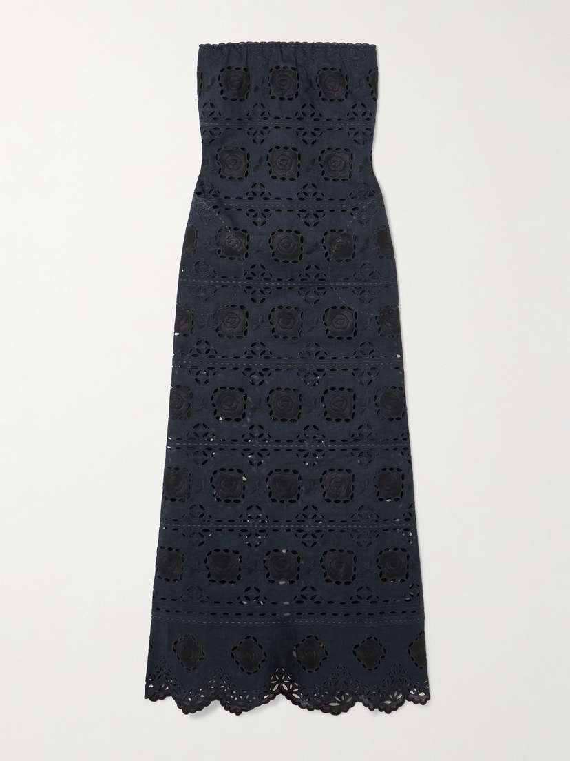 Vita Kin Grace Strapless Scalloped Broderie Anglaise Linen Maxi Dress