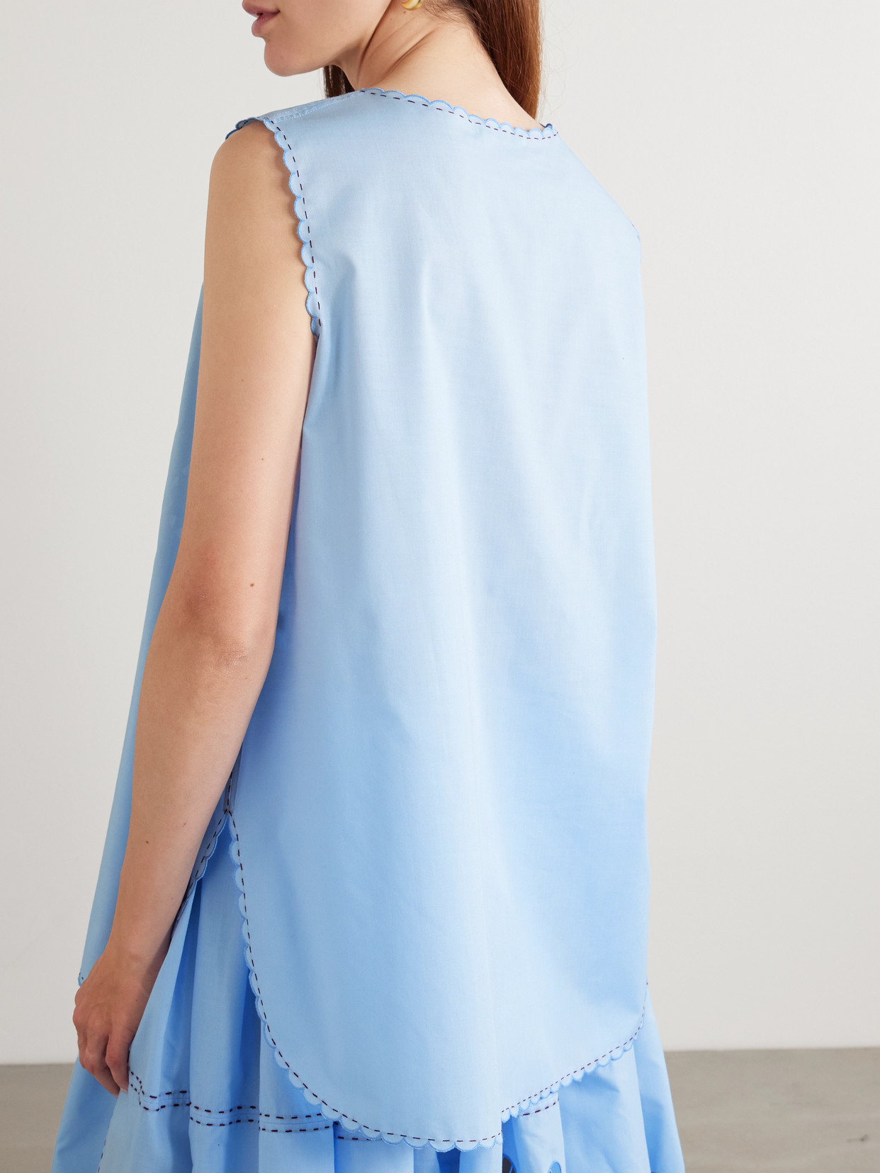 Havana Scalloped Broderie Anglaise Cotton-Poplin Tank